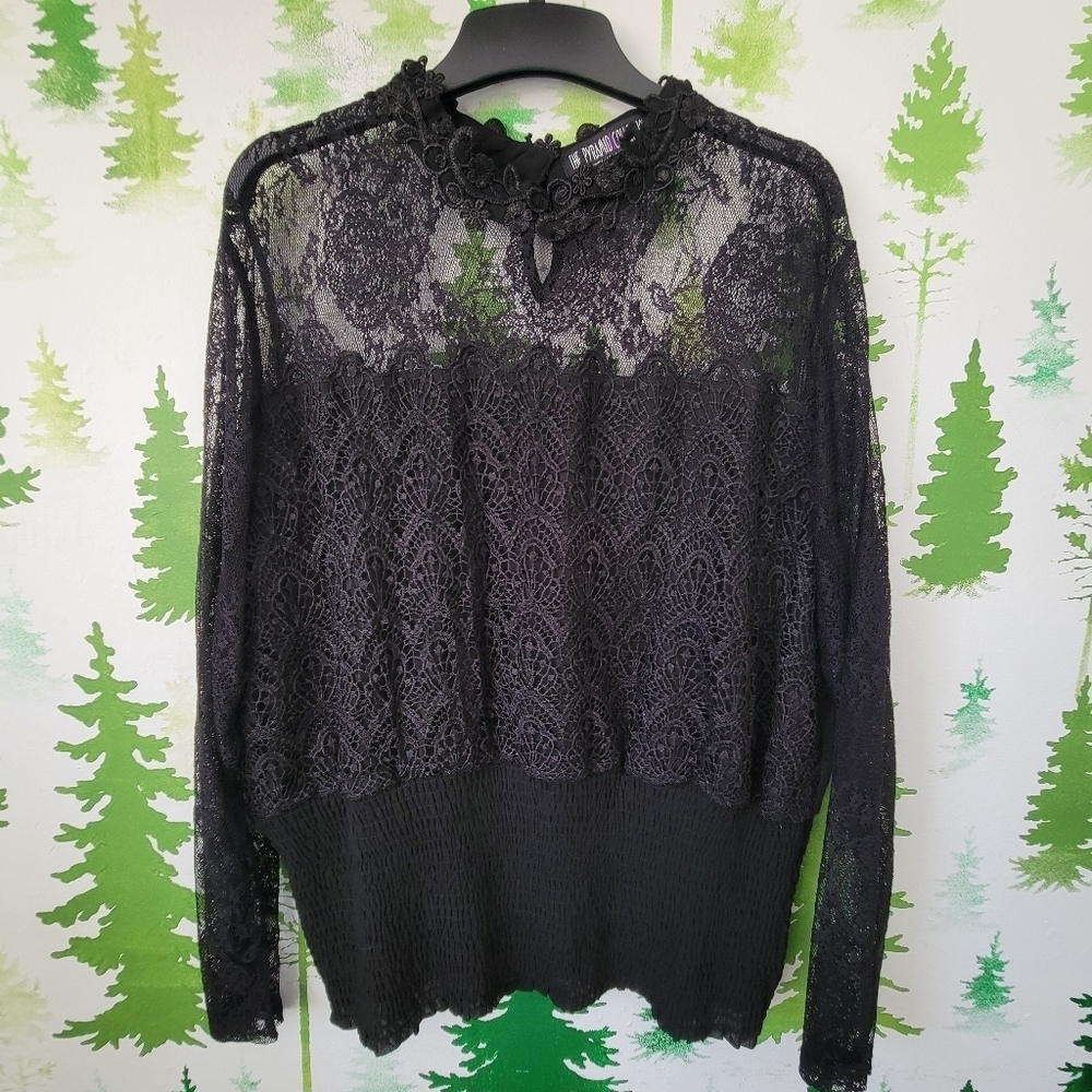 The Pyramid Collection Lace Long Sleeve Top.